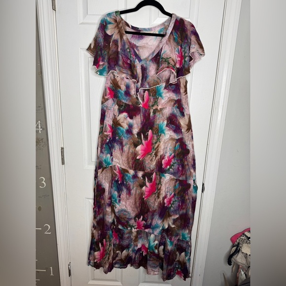 SOFT SURROUNDINGS Italian Dreams‎ Tiered Maxi Dress Size L Floral Viscose - Picture 2 of 7